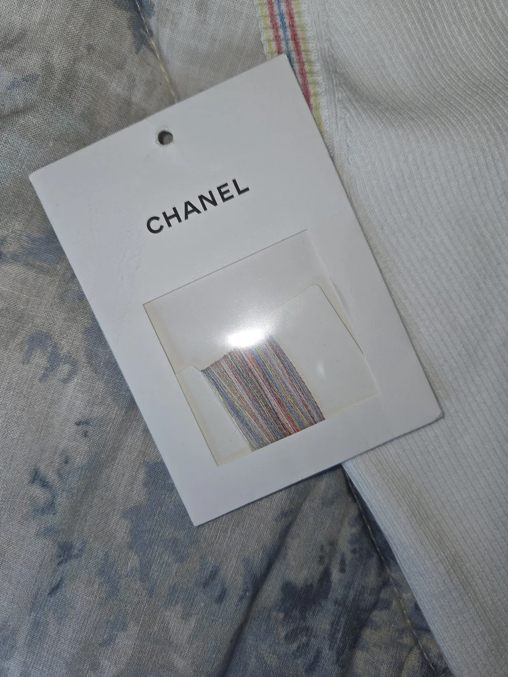 Chanel White Ribbed Logo Tank Top — Multicolor Motif